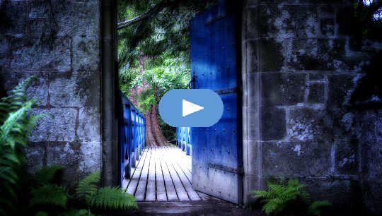 Finding Health and Wellness on the Path to Awakening door opening onto a lighted walkway