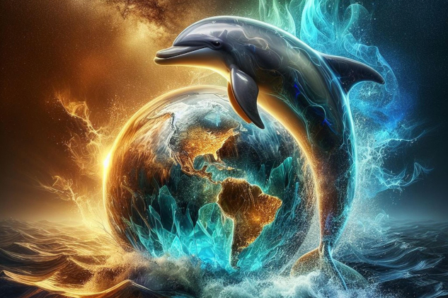 A dolphin jumping up over the globe of Planet Earth. Image by Chris0223 from Pixabay.&nbsp;