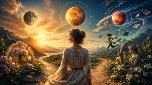 planets swirling sky